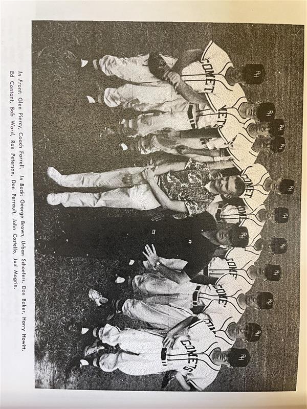 Picture of the 1962 varsity baseball team in uniform